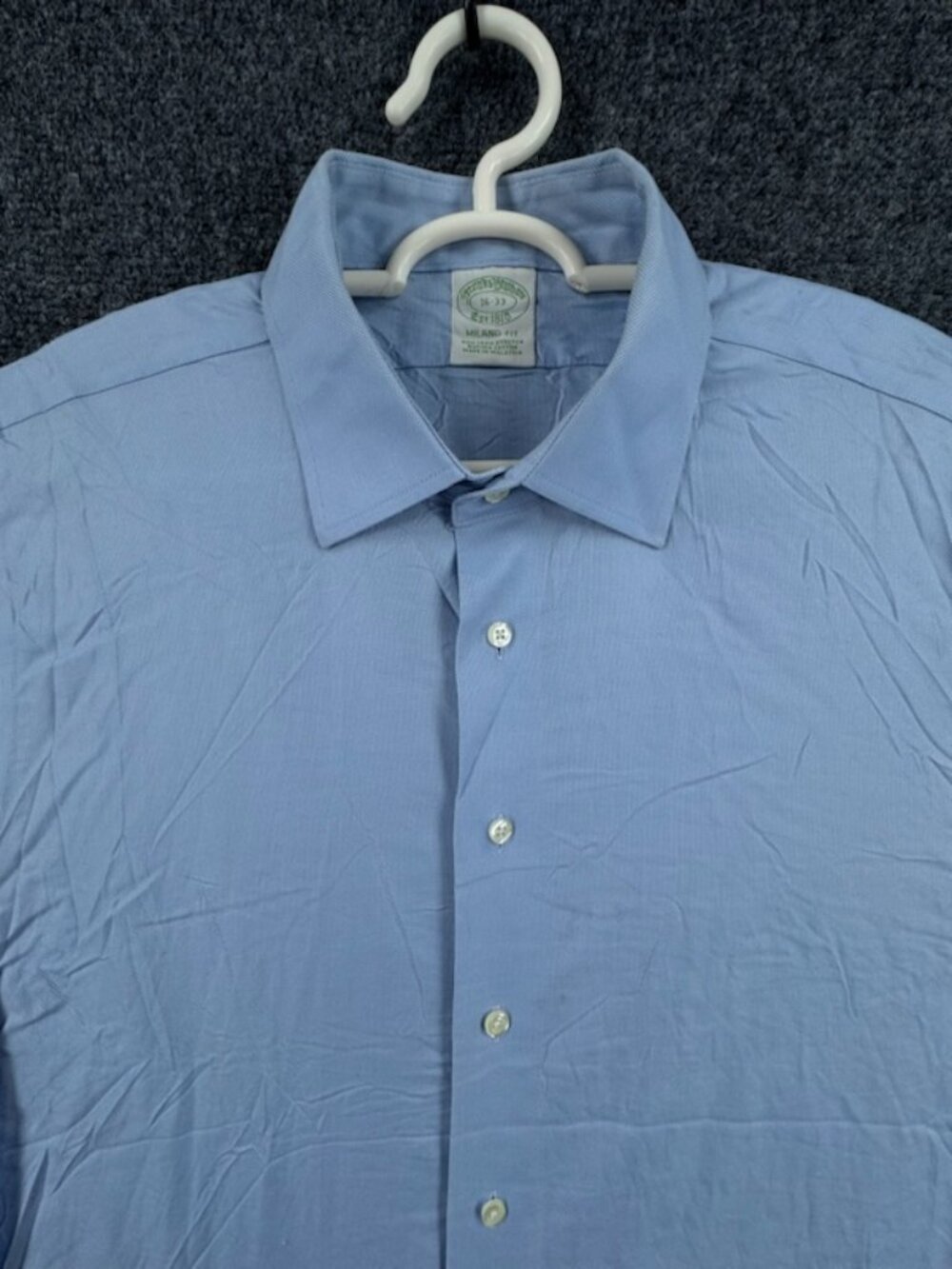 Brooks Brothers 16 33 Non-Iron Supima Cotton Spandex Milano Blue Men Long Sleeve